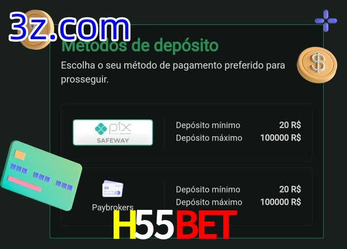 O cassino H55Bet oferece uma grande variedade de métodos de pagamento